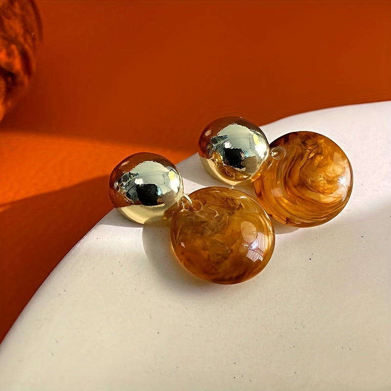 Amber Glow Gold Earring Set – 3 Pairs of Elegant Brown Crystal & Gold Statement Earrings