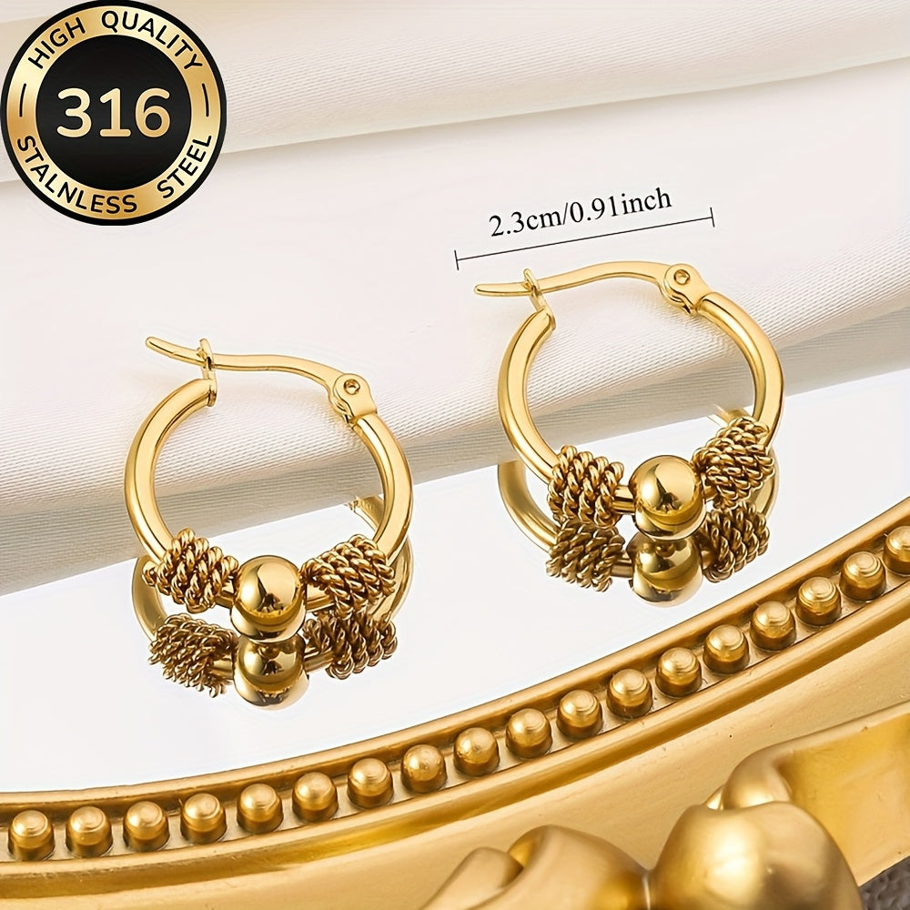 Twist Knot Gold Hoops – 316 Stainless Steel Elegant Everyday Earrings