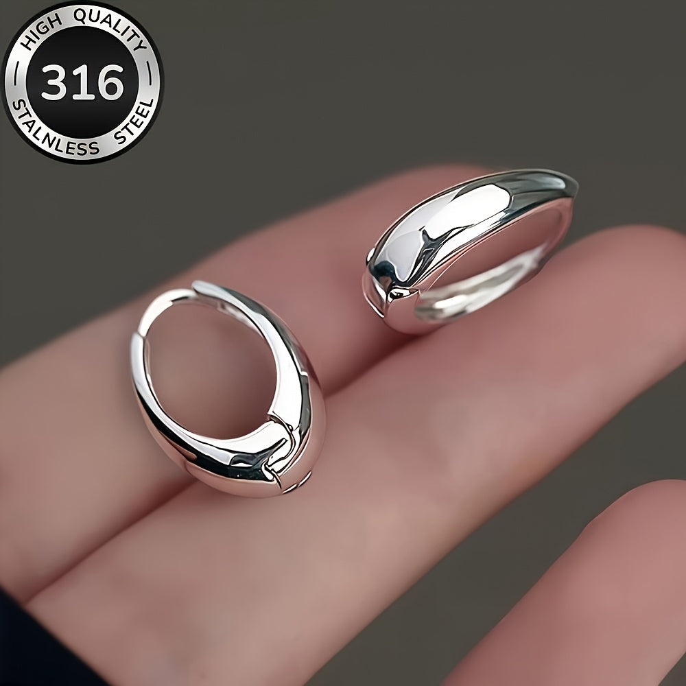 316L Luxe Oval Hoops – Set of 2 Steel Gold & Silver Statement Earrings