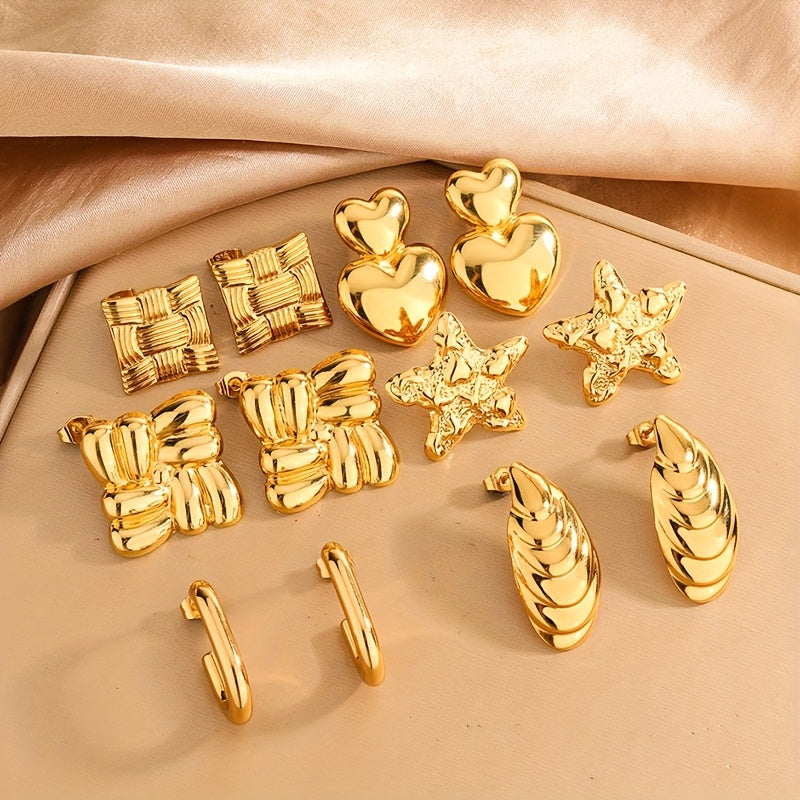 Golden Charm Statement Set – 6-in-1 Designer Earrings Collection