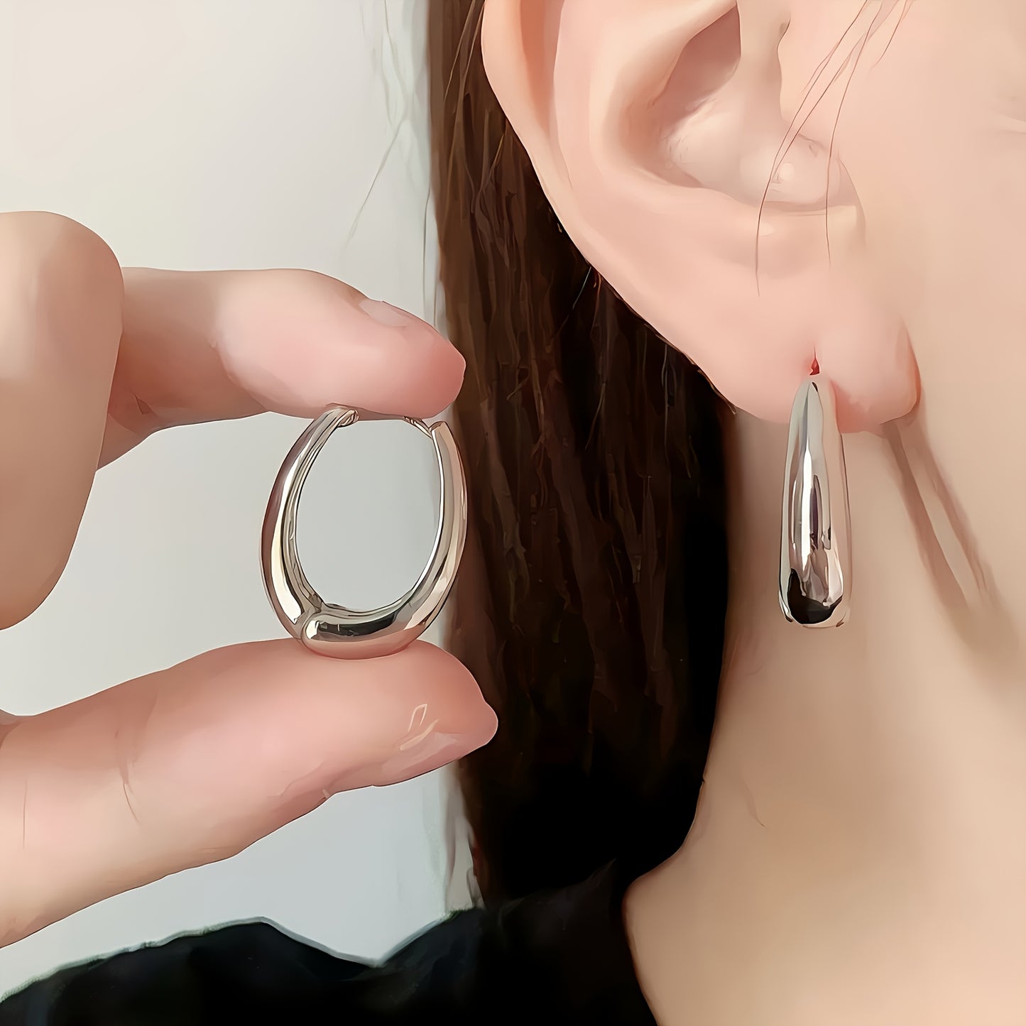 316L Luxe Oval Hoops – Set of 2 Steel Gold & Silver Statement Earrings