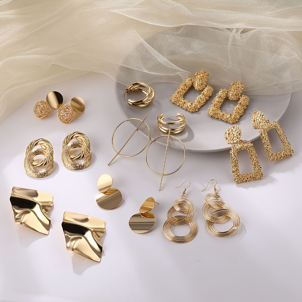 Golden Muse Collection – 10-Pair Designer Statement Earrings