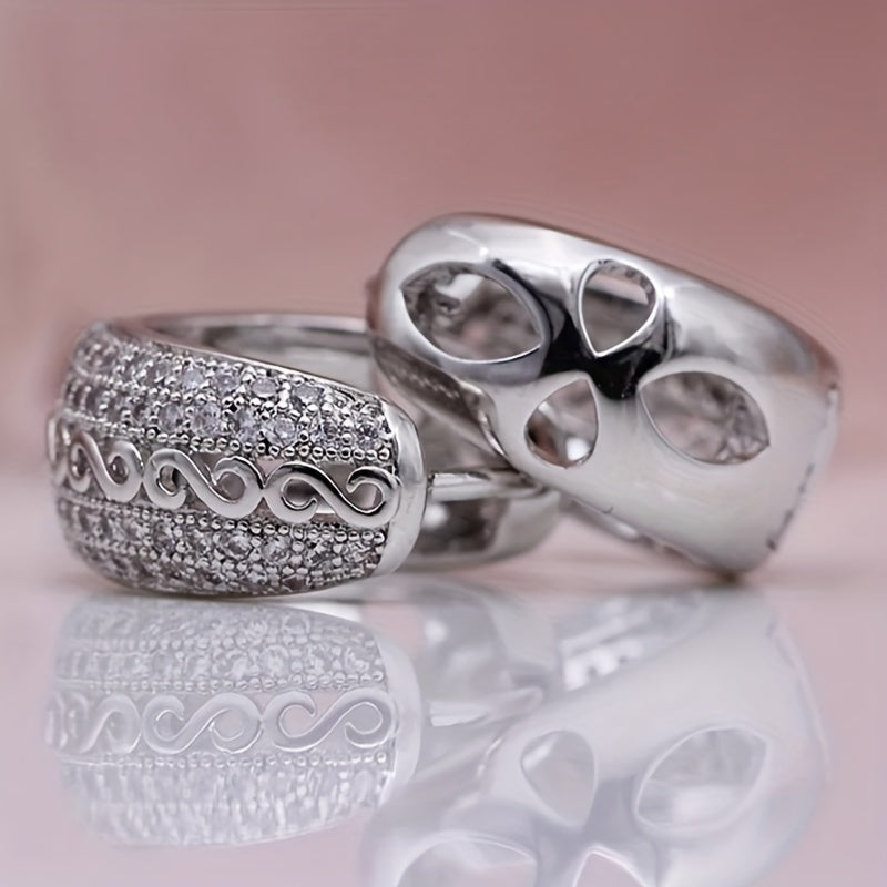 Silver Royale Crystal Hoop Earrings – Elegant Sparkling Party Wear Jewelry