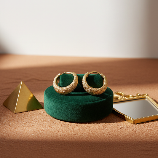 Golden Mirage Textured Hoops – Bold Matte Shine Statement Earrings