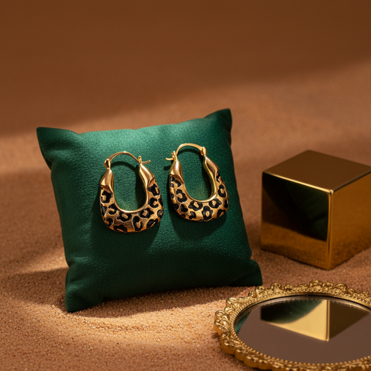 Wild Luxe Leopard Print Hoops – Bold Gold Enamel Statement Earrings