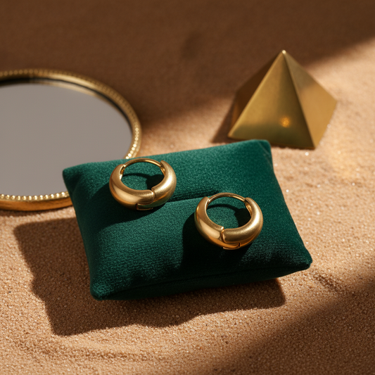 Golden Luxe Huggie Hoops –  Tarnish-free, Stainless Steel Mini Bold Earrings