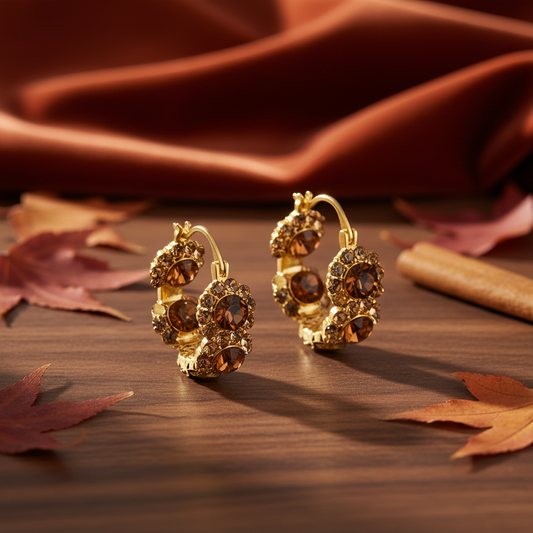 Midnight Luxe Crystal Hoops – Sparkling Gold Statement Earrings